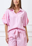 Camicia a righe con maniche ricamate  - ROSA