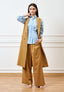 Camicia a righe con pince in vita - CELESTE