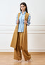 Camicia a righe con pince in vita - CELESTE