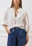 Camicia con laccetti in pizzo sangallo  - BIANCO