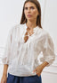 Camicia con laccetti in pizzo sangallo  - BIANCO