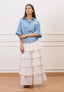 Camicia over effetto denim maniche corte  - CELESTE