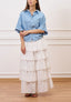 Camicia over effetto denim maniche corte  - CELESTE