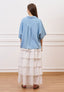 Camicia over effetto denim maniche corte  - CELESTE