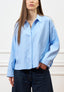 Camicia con scollo a V e spacchetti - CELESTE