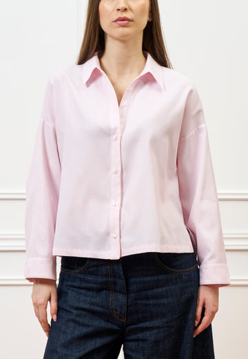 Camicia con scollo a V e spacchetti - ROSA