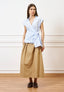 Camicia smanicata incrociata - CELESTE