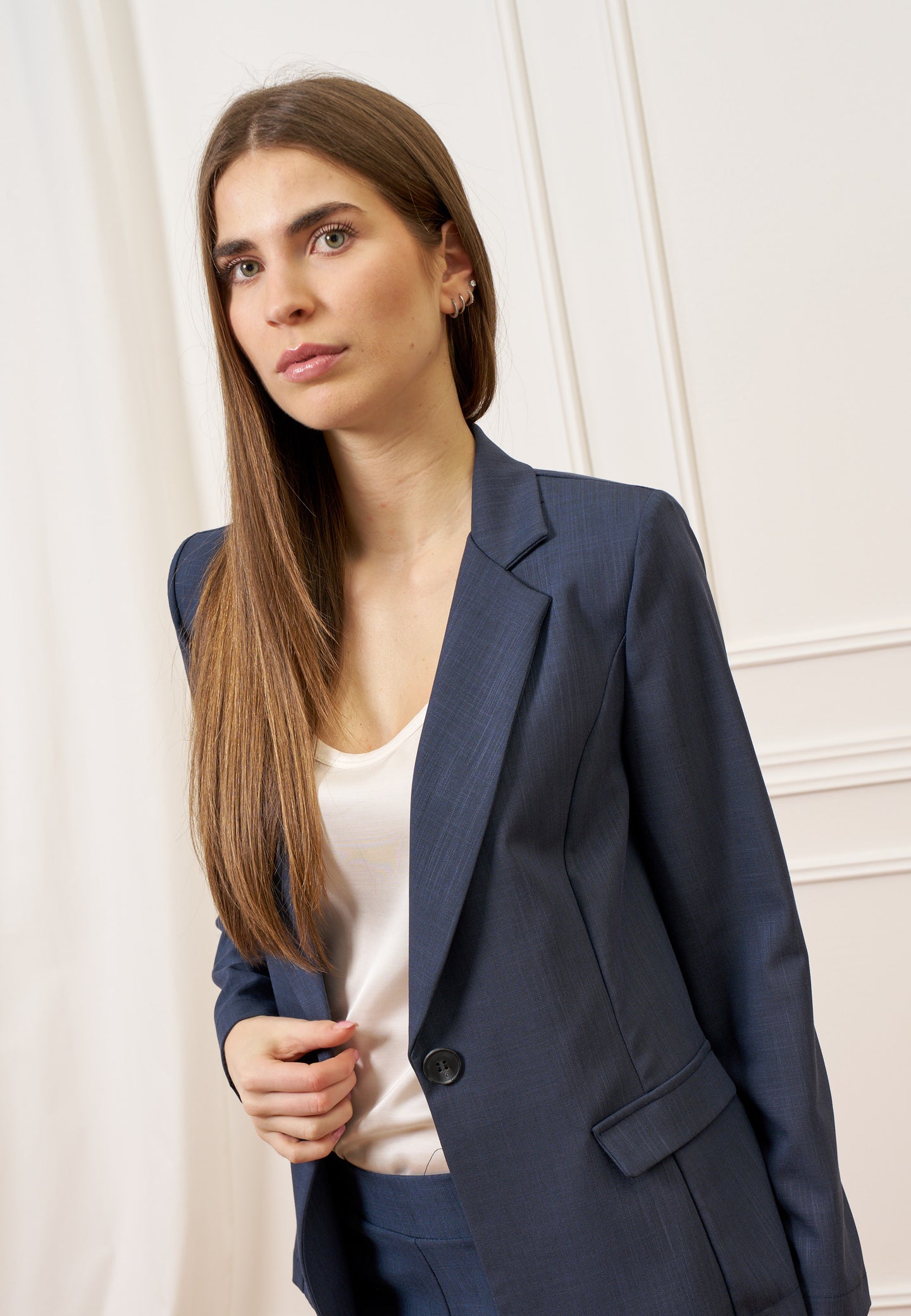 Giacca monopetto con spalline - BLU