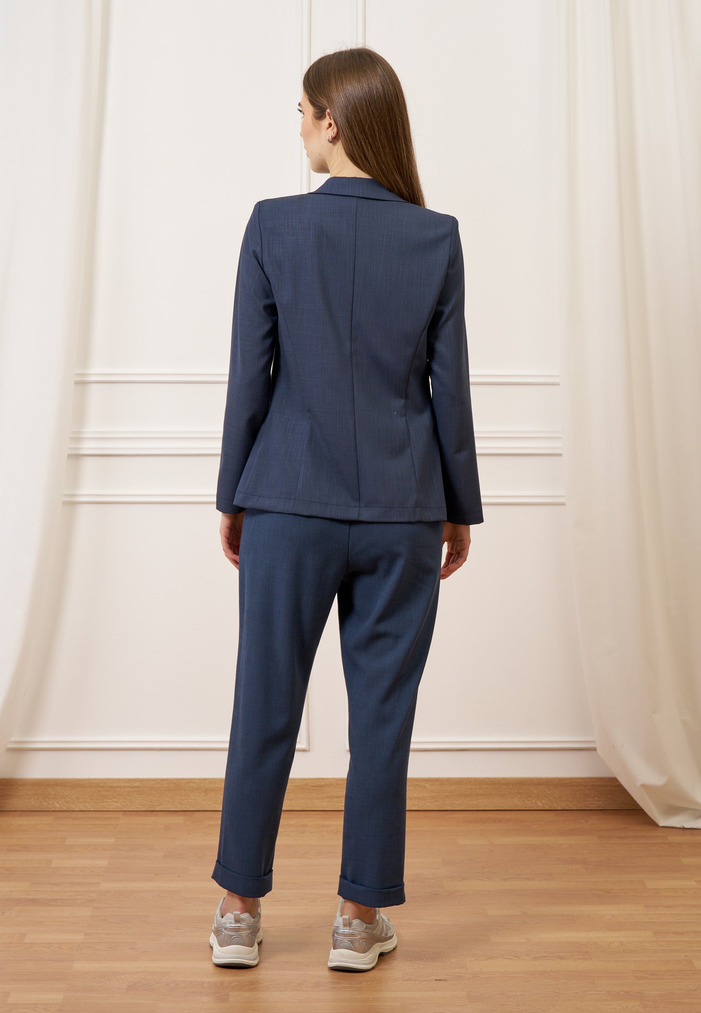 Giacca monopetto con spalline - BLU