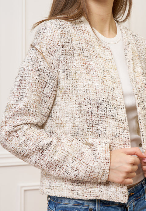 Giacca corta in tweed laminato