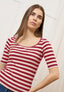 T-shirt a righe in costine stretch - BORDEAUX