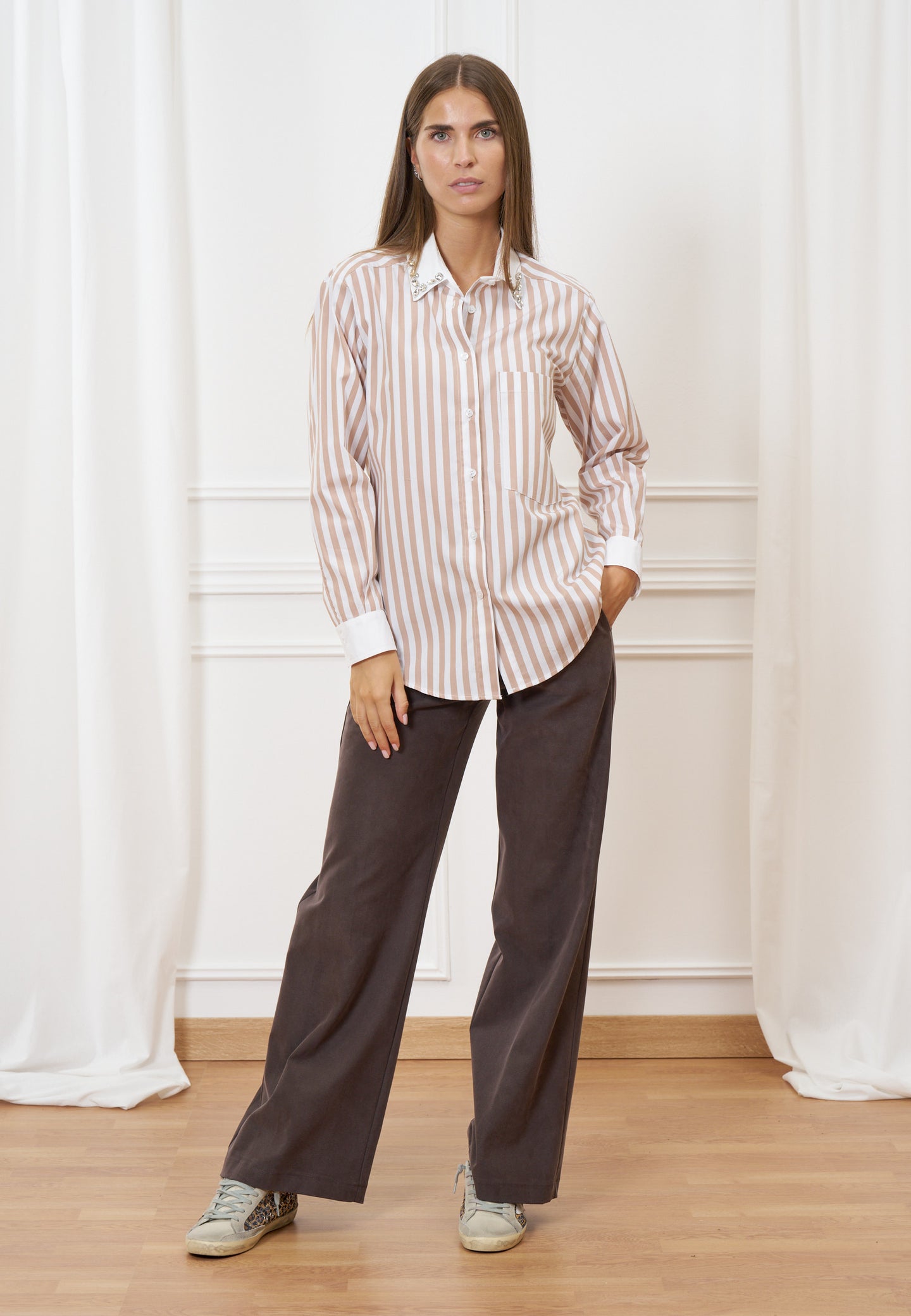 Camicia a righe bicolore