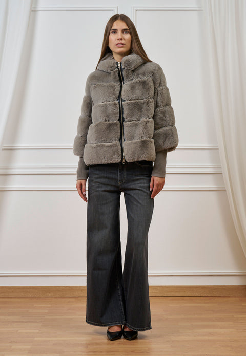 Cappotto in ecopelliccia con zip