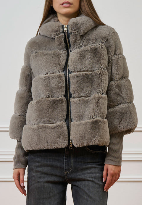Cappotto in ecopelliccia con zip