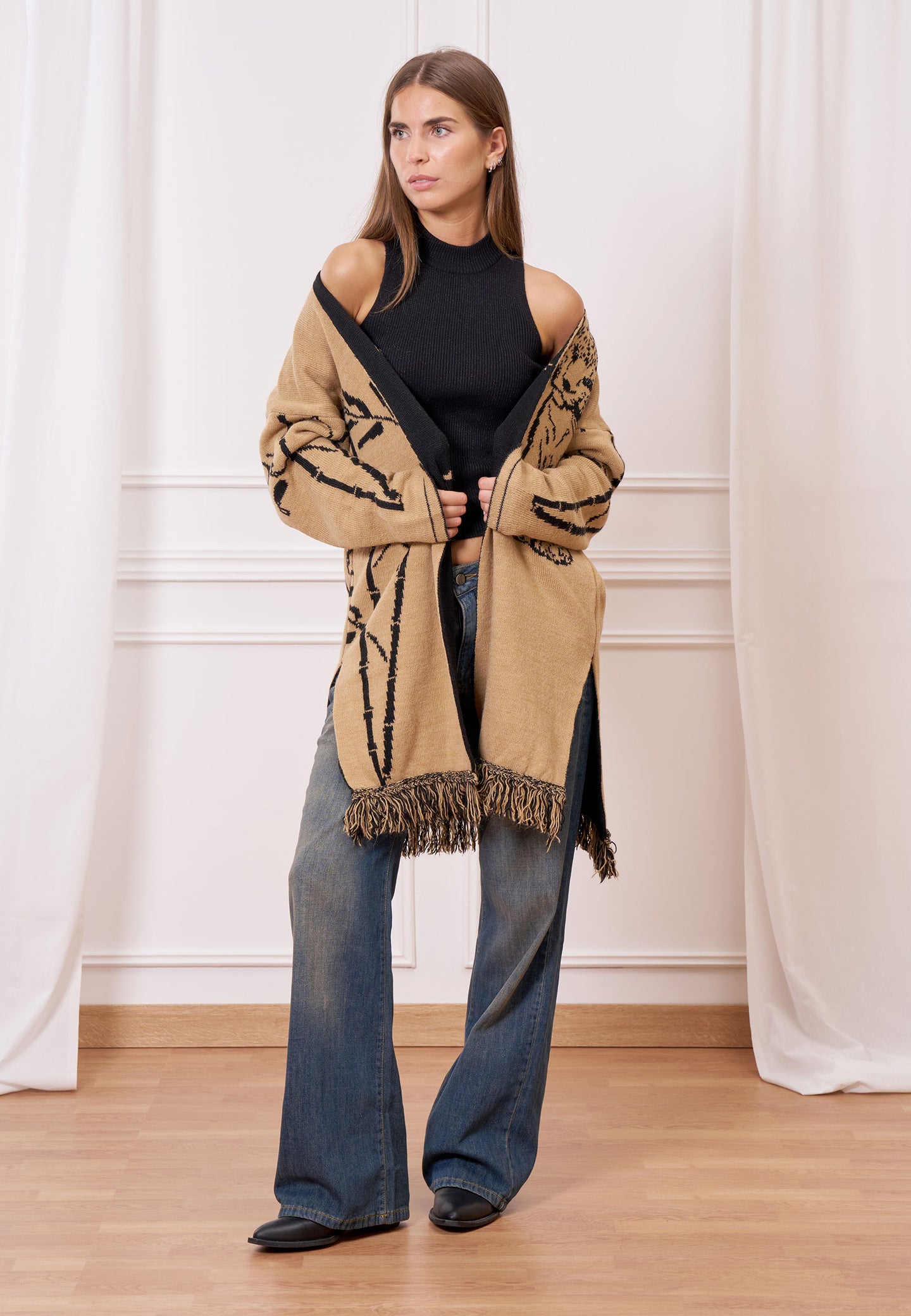 Cappotto in maglia jacquard