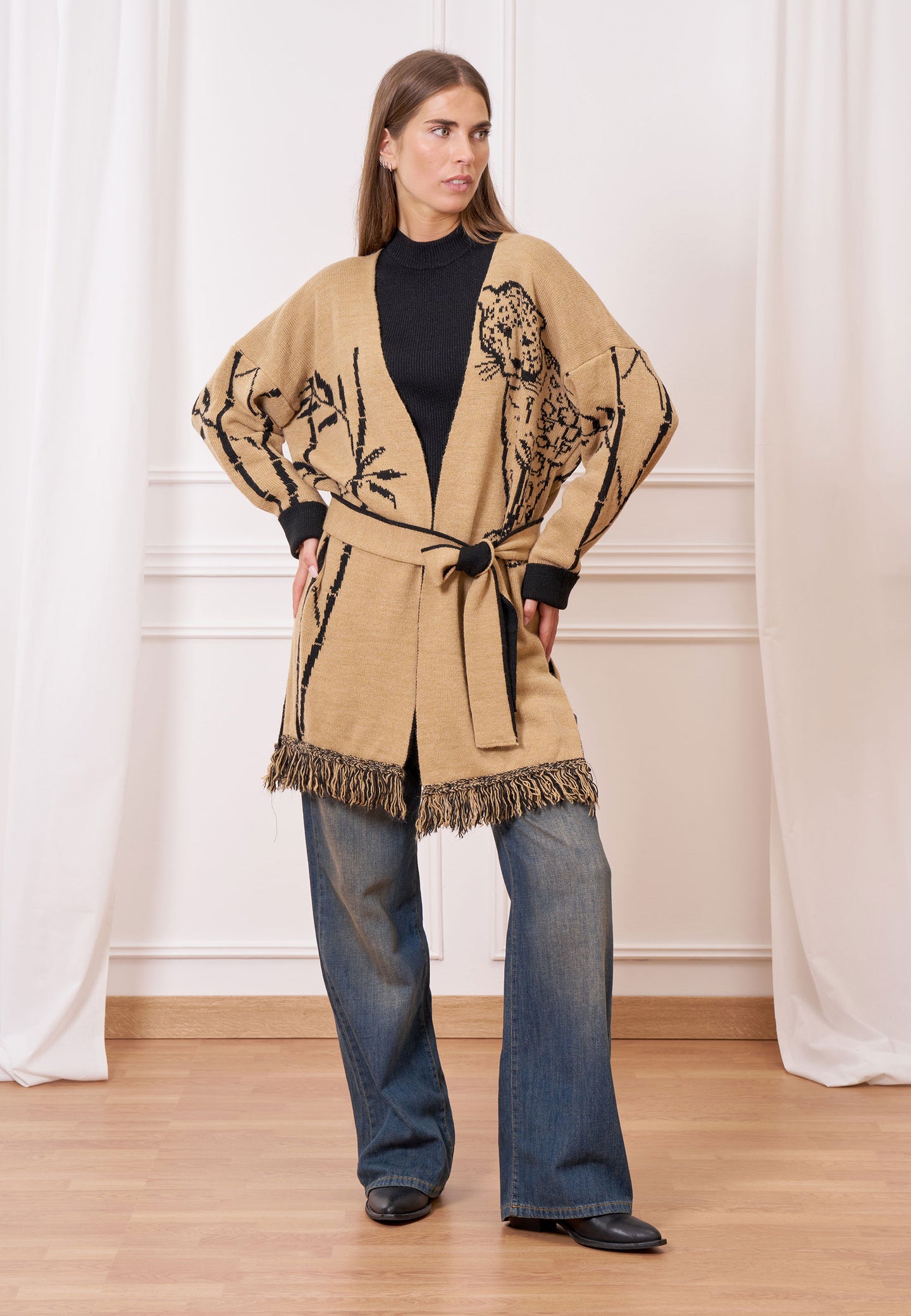 Cappotto in maglia jacquard