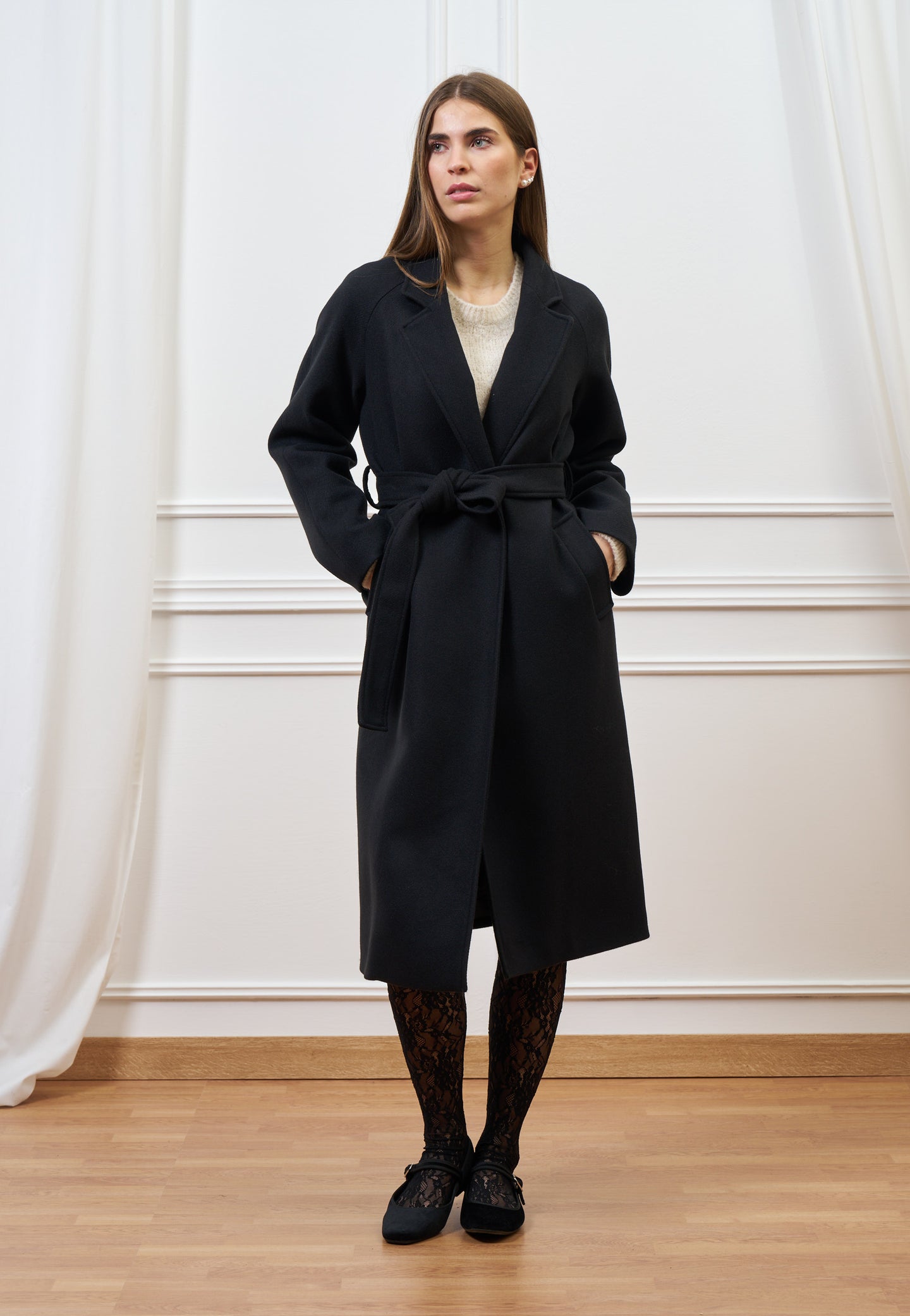 Cappotto lungo con cintura