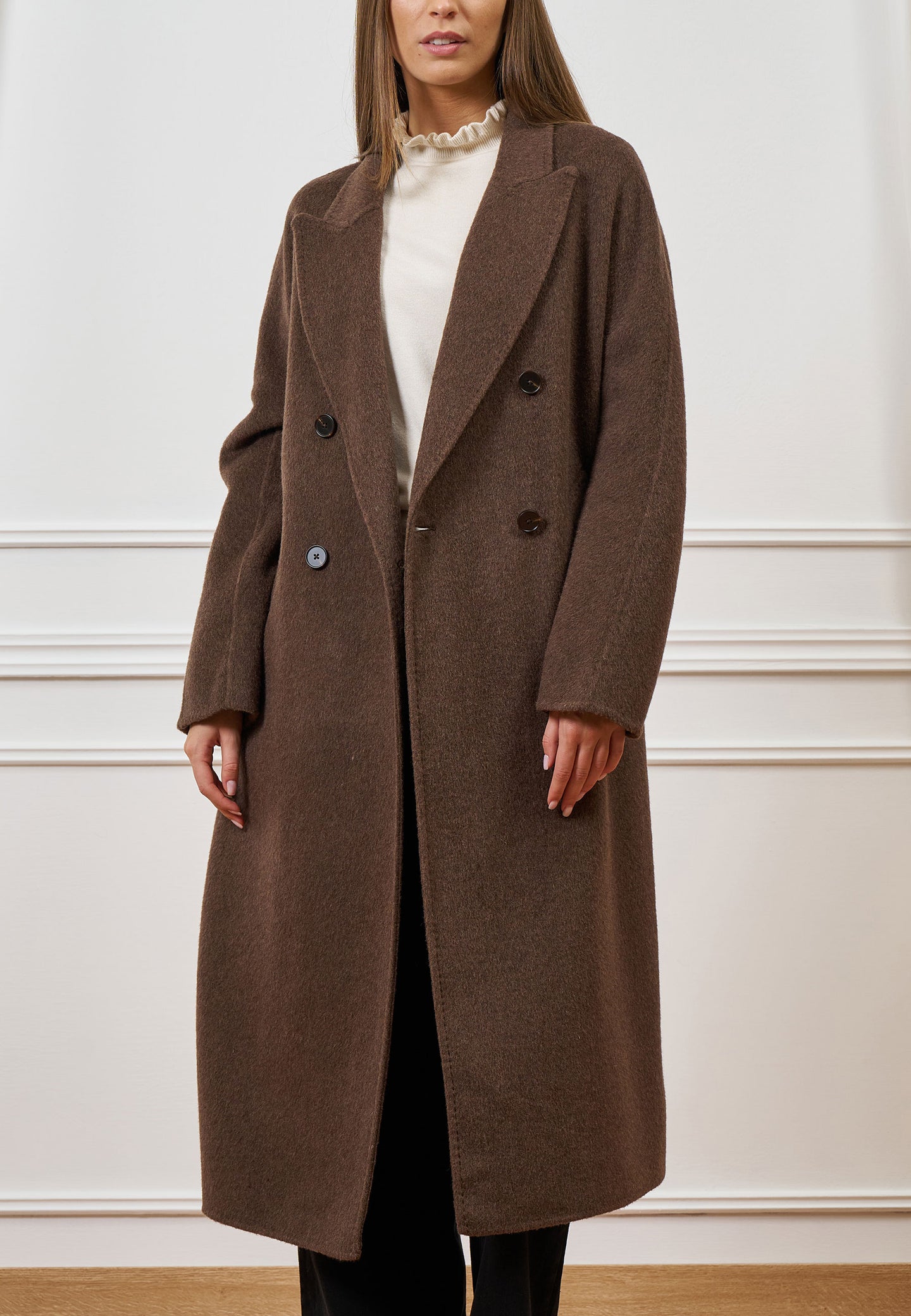 Cappotto lungo doppiopetto in lana