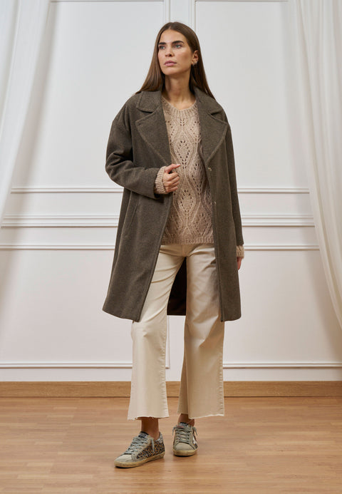 Cappotto midi con spalla scesa