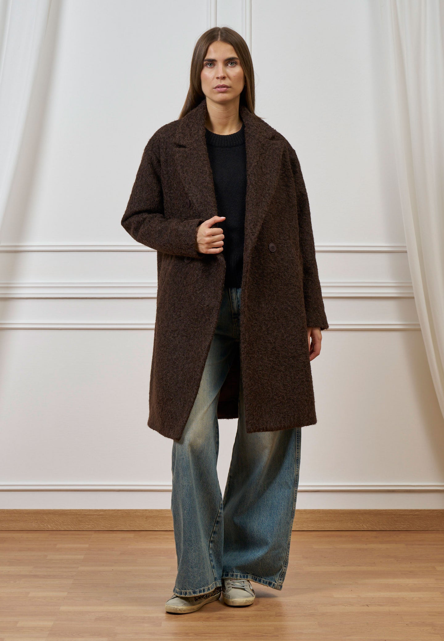 Cappotto midi doppiopetto bouclè