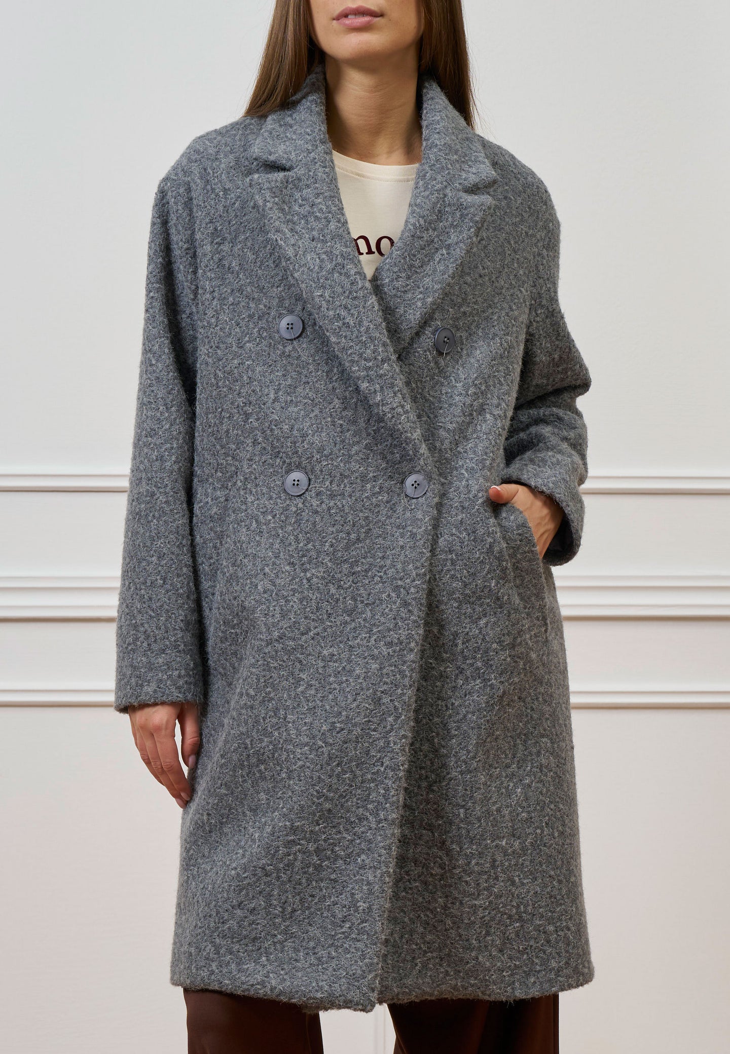 Cappotto midi doppiopetto bouclè