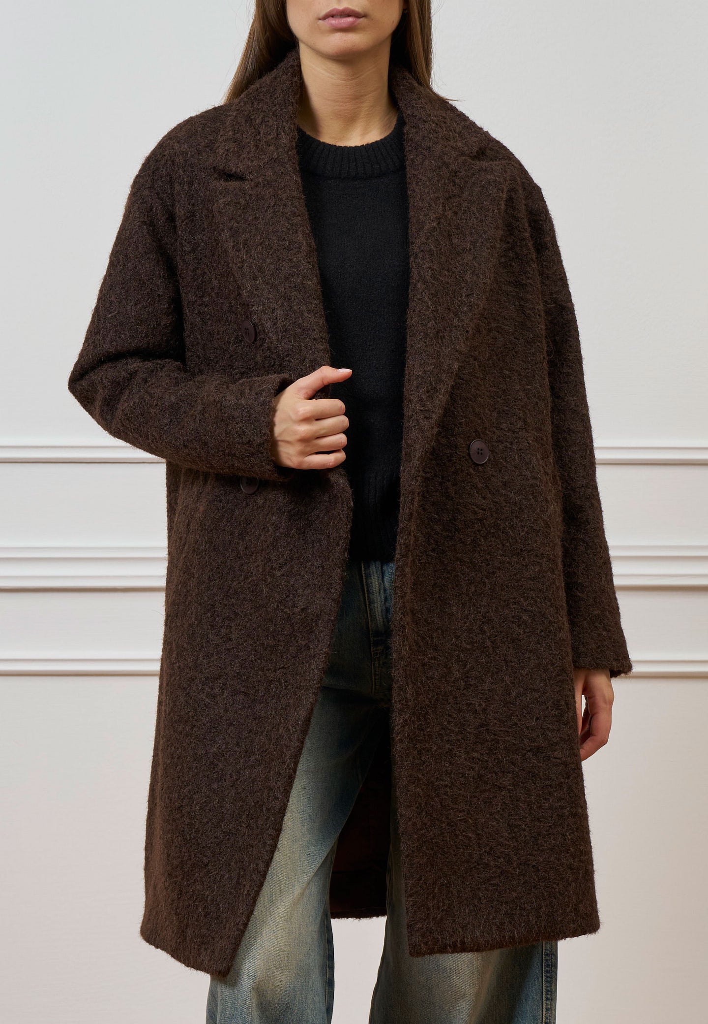 Cappotto midi doppiopetto bouclè