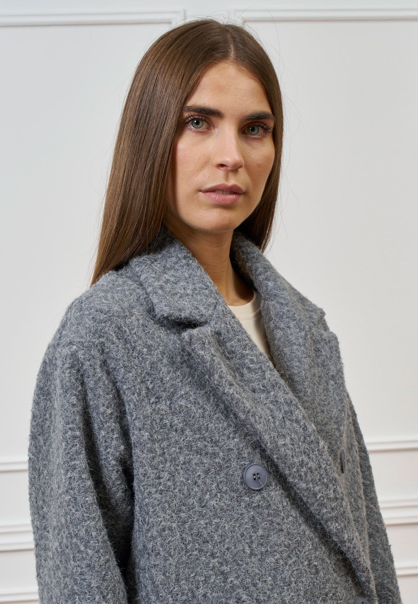 Cappotto midi doppiopetto bouclè