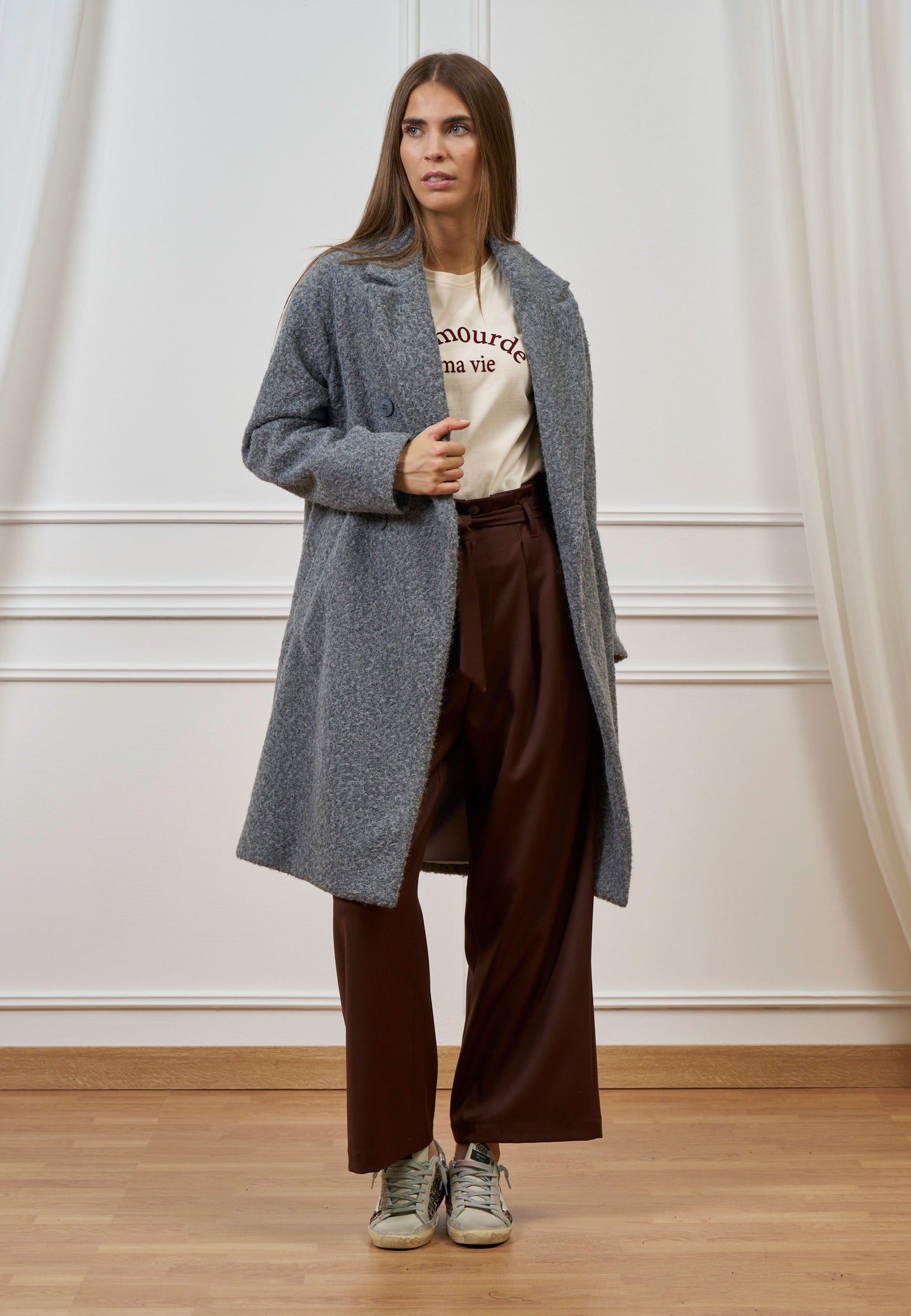 Cappotto midi doppiopetto bouclè