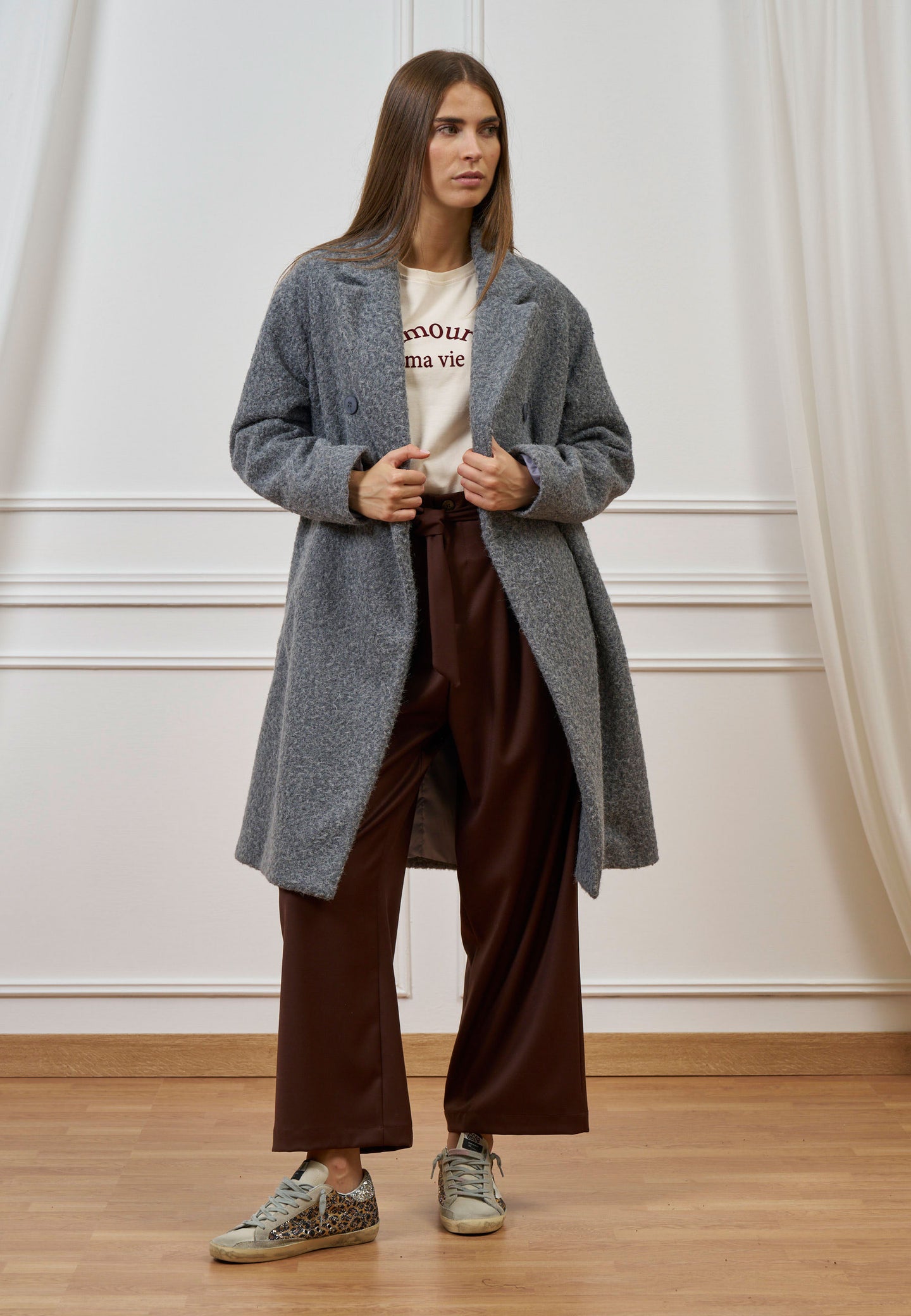 Cappotto midi doppiopetto bouclè