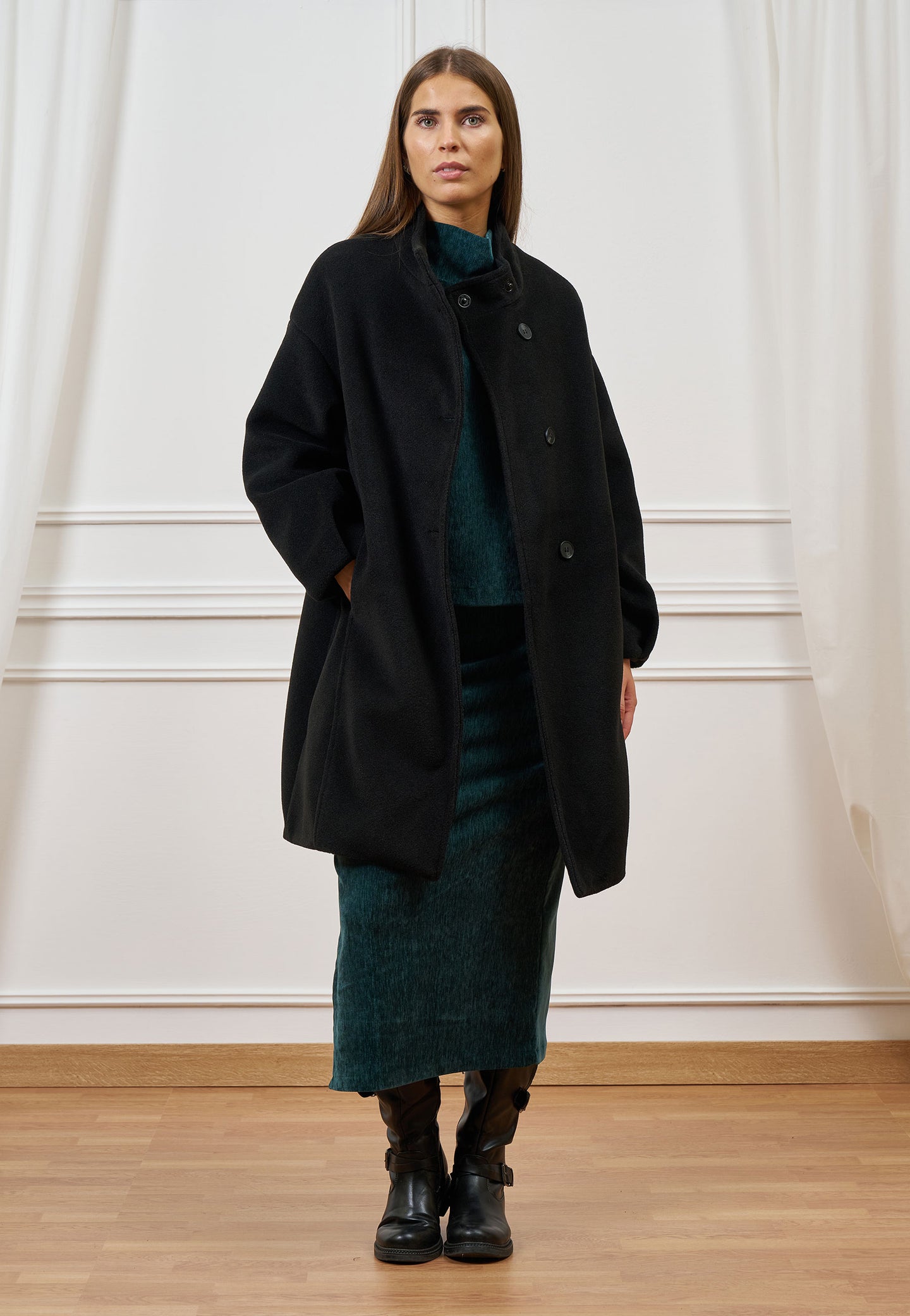 Cappotto midi manica a palloncino