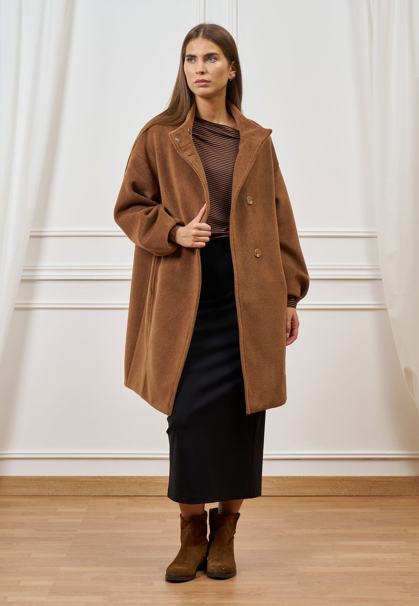 Cappotto midi manica a palloncino