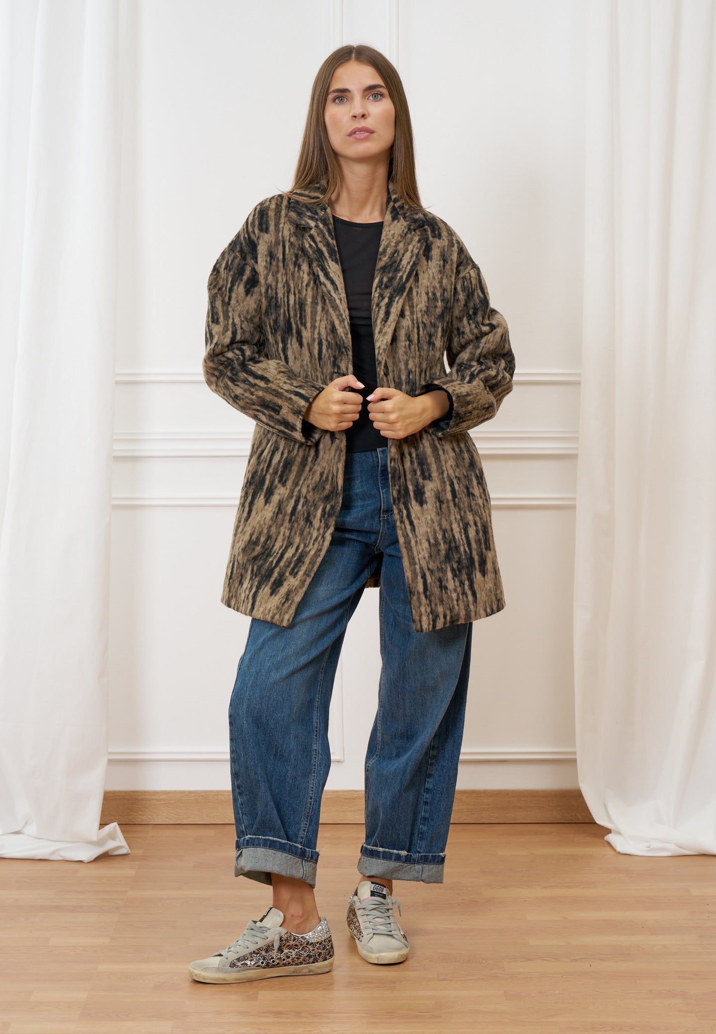 Cappotto monopetto fantasia