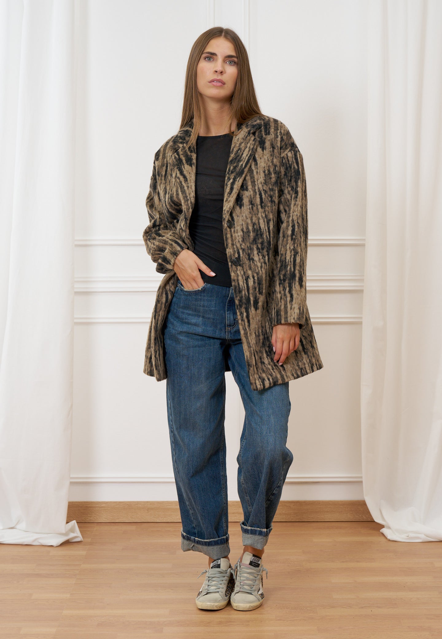 Cappotto monopetto fantasia