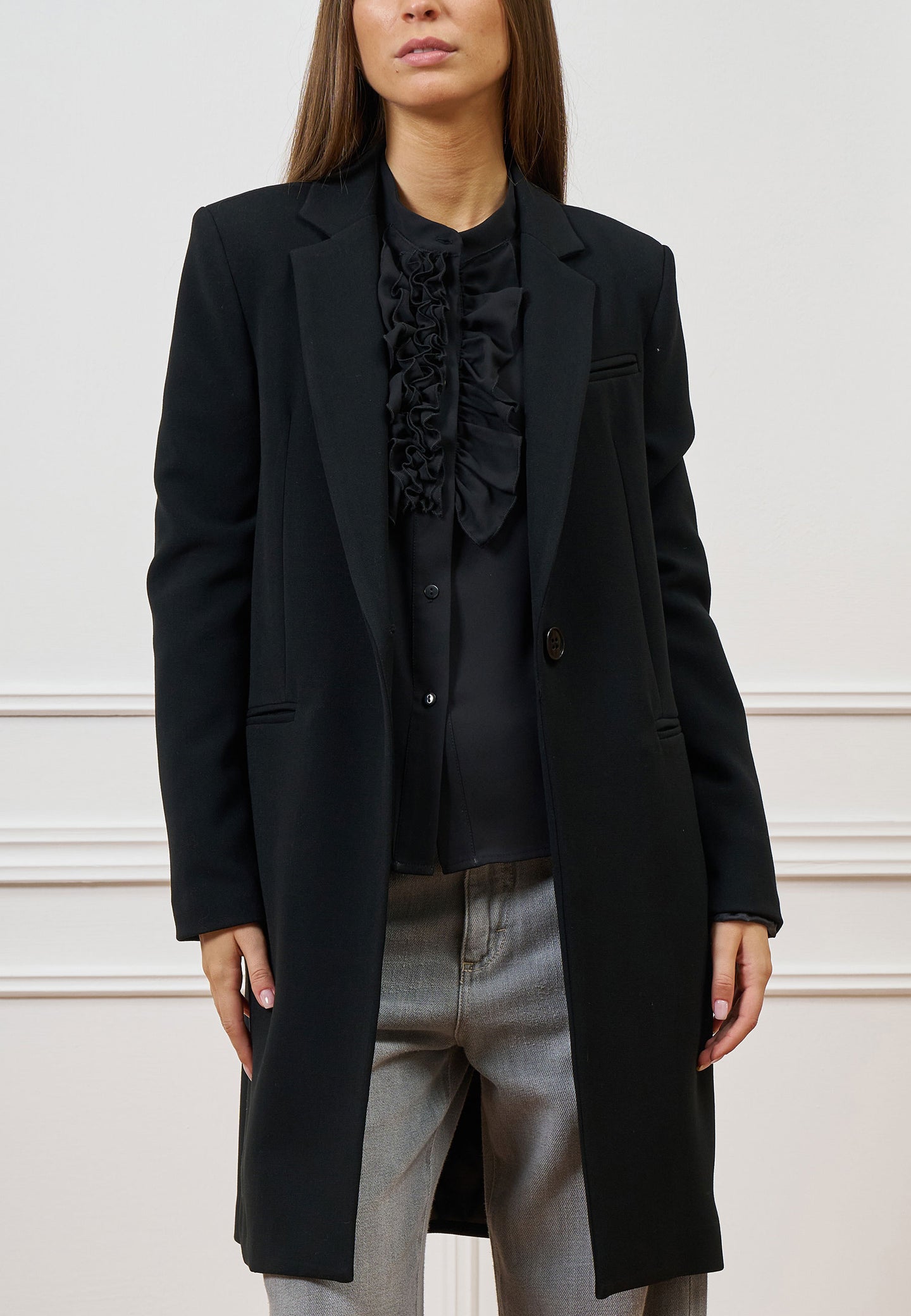 Cappotto monopetto in tessuto crêpe