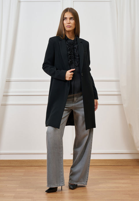 Cappotto monopetto in tessuto crêpe