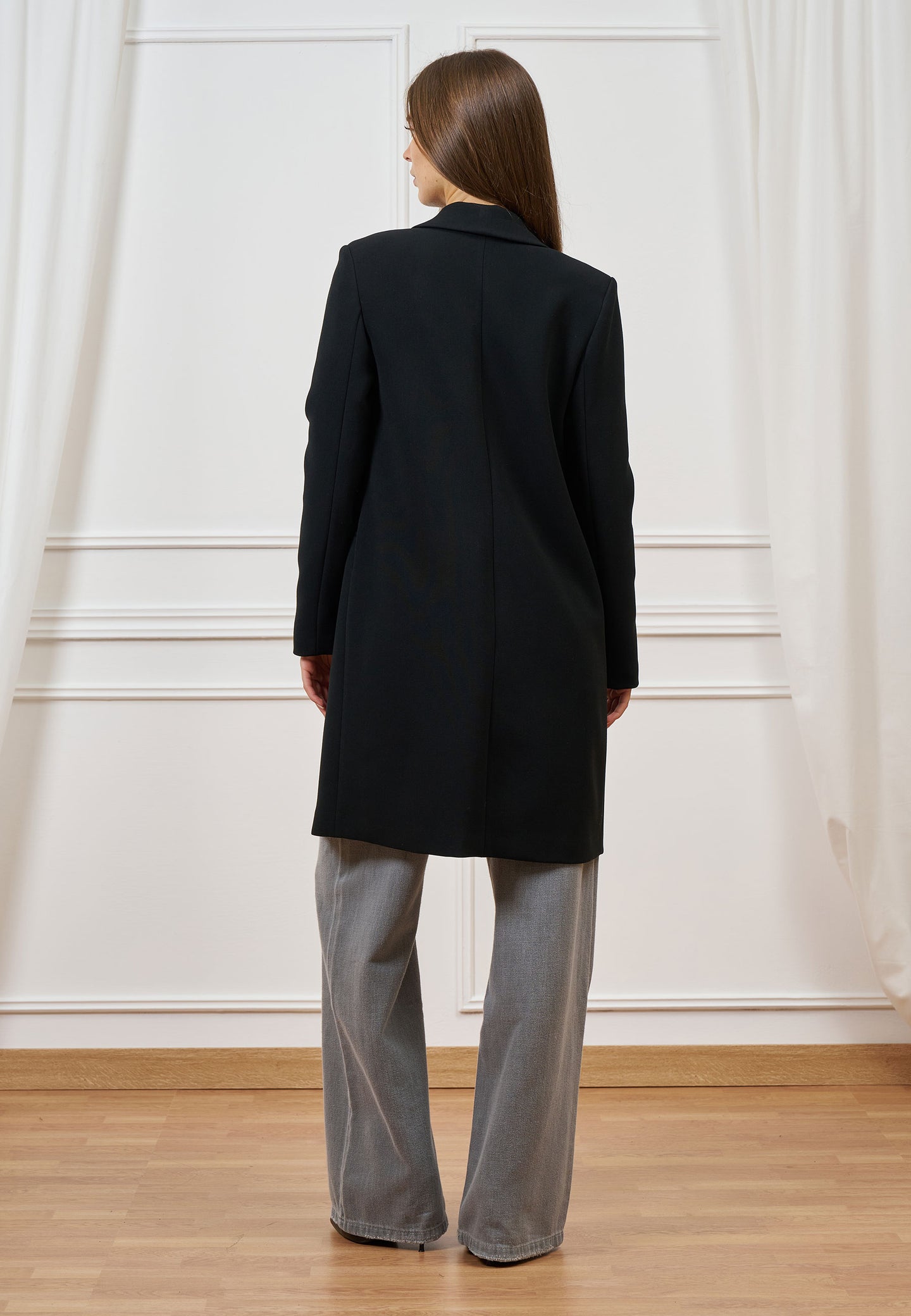 Cappotto monopetto in tessuto crêpe