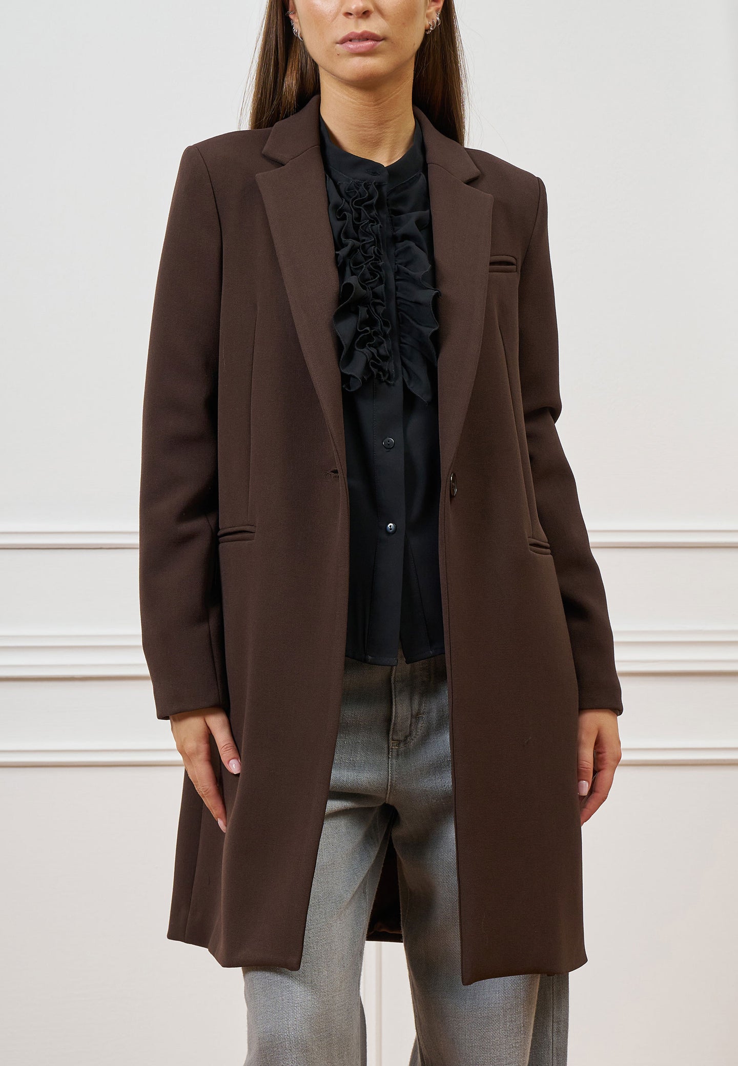 Cappotto monopetto in tessuto crêpe