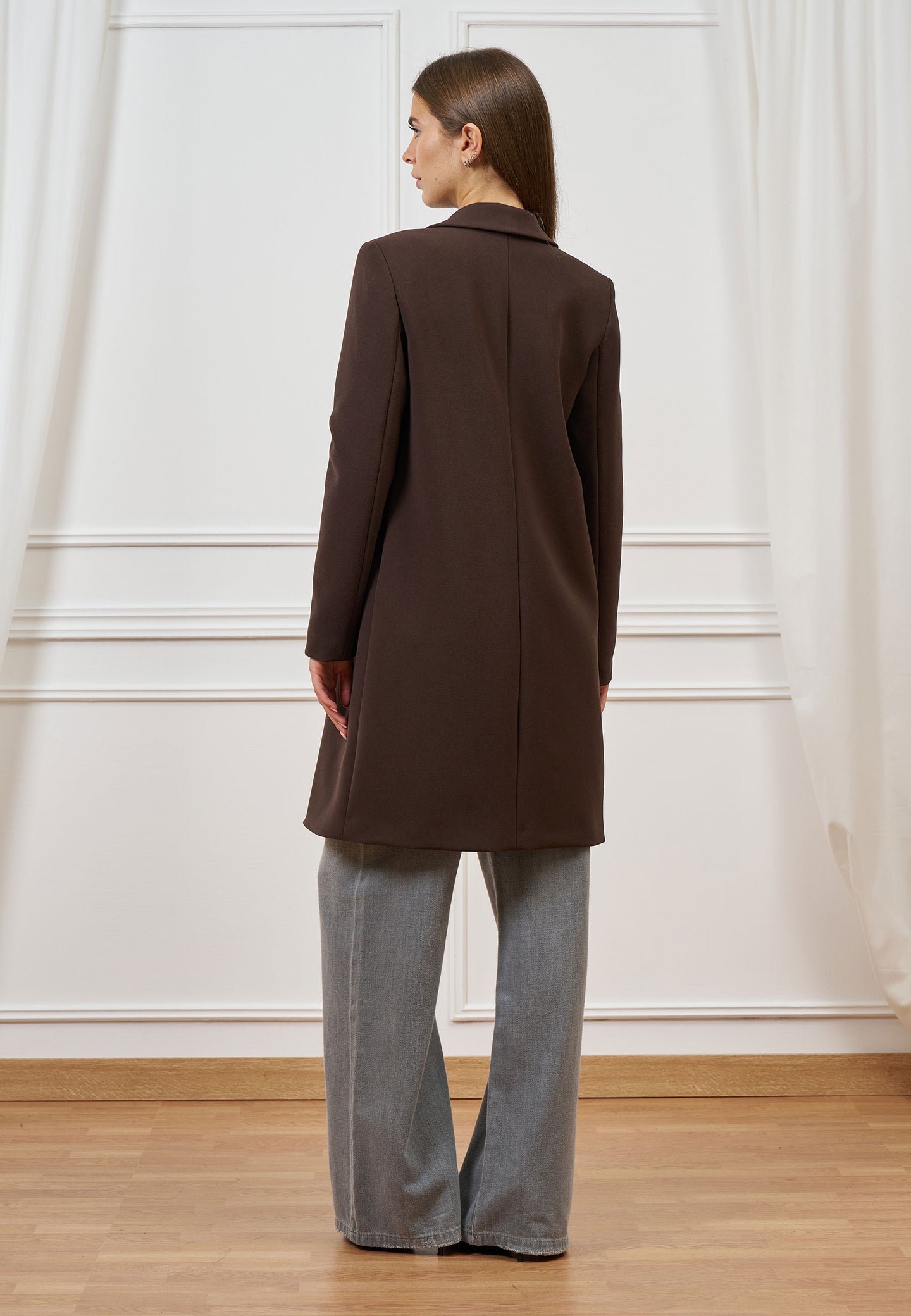 Cappotto monopetto in tessuto crêpe