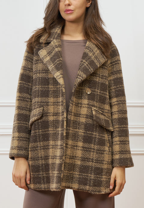 Cappotto over in lana a quadri
