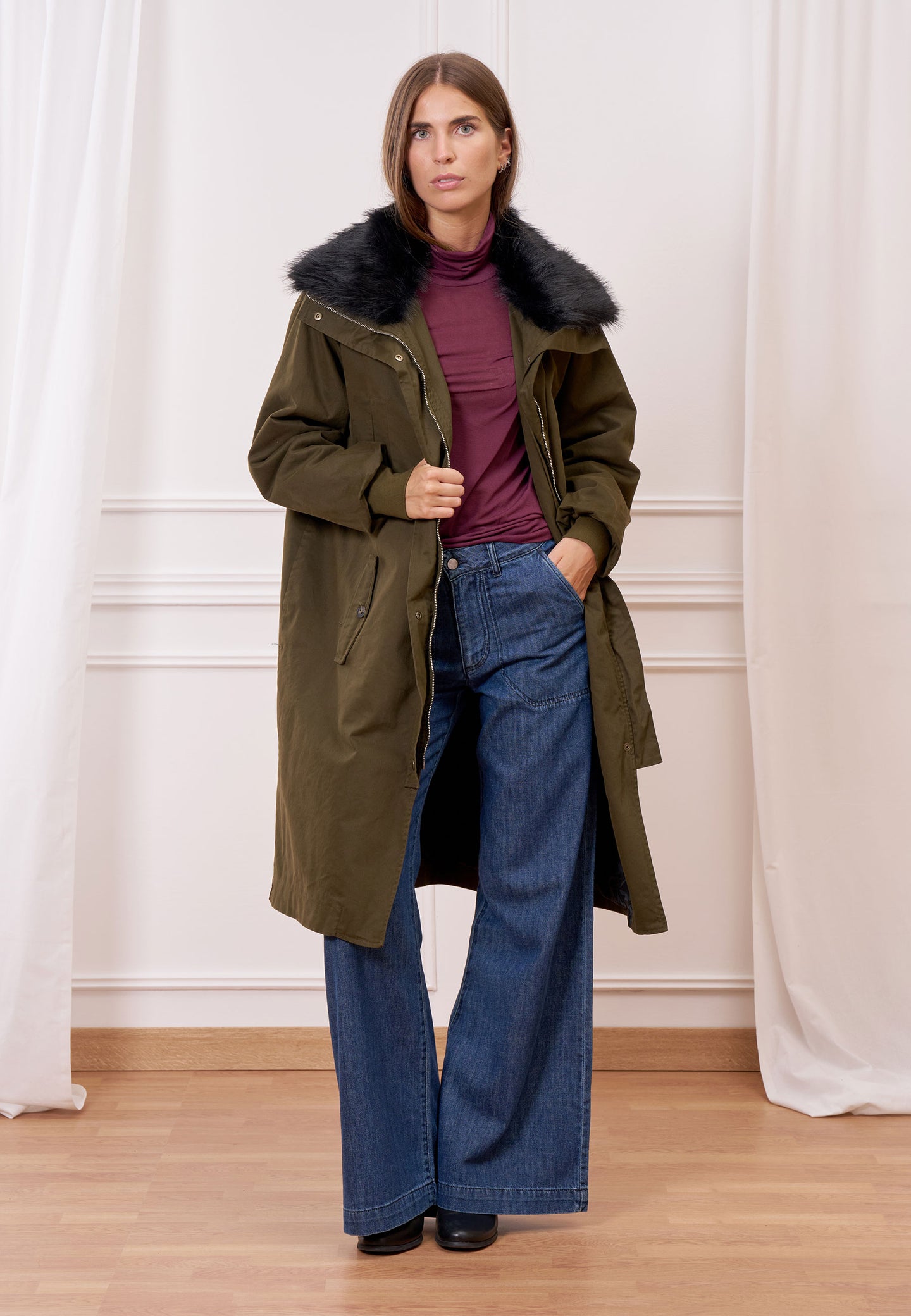 Cappotto parka con pelliccia