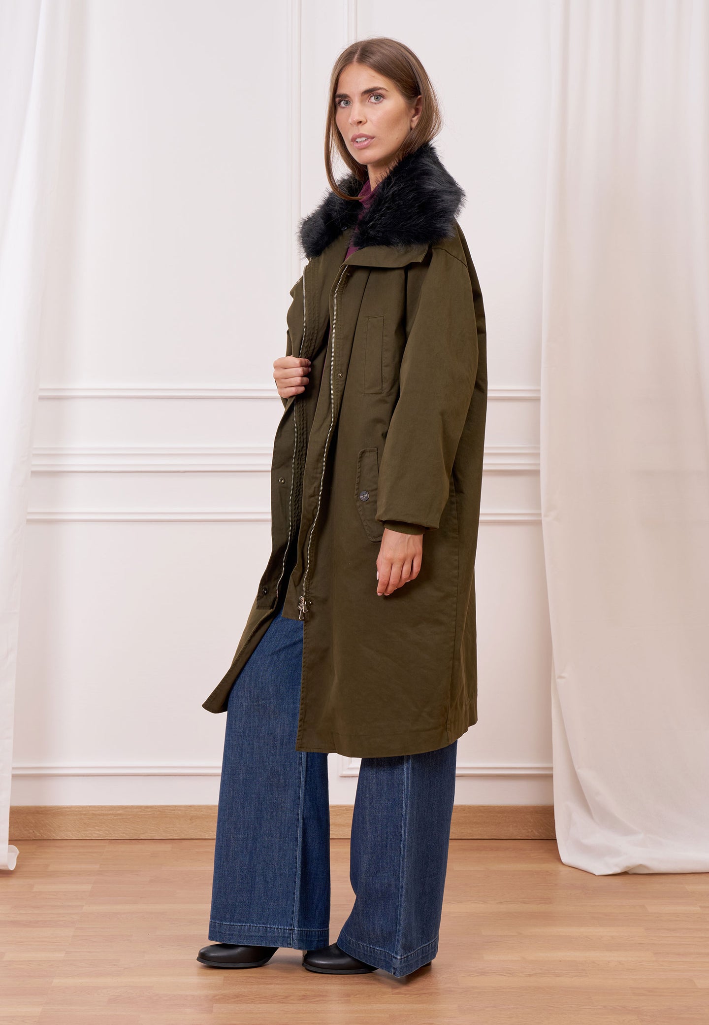 Cappotto parka con pelliccia