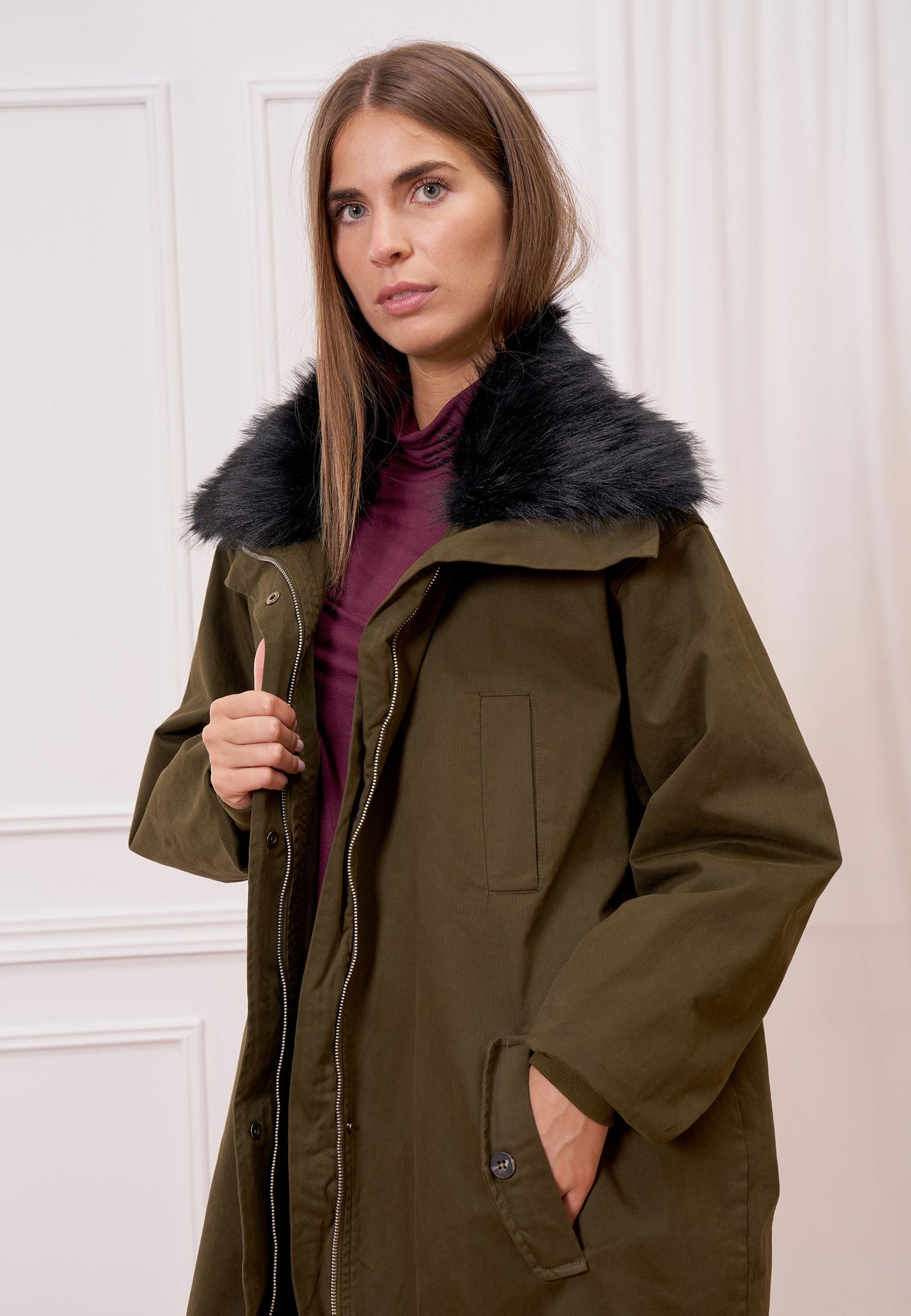 Cappotto parka con pelliccia