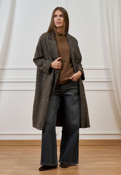 Cappotto spinato con paillettes