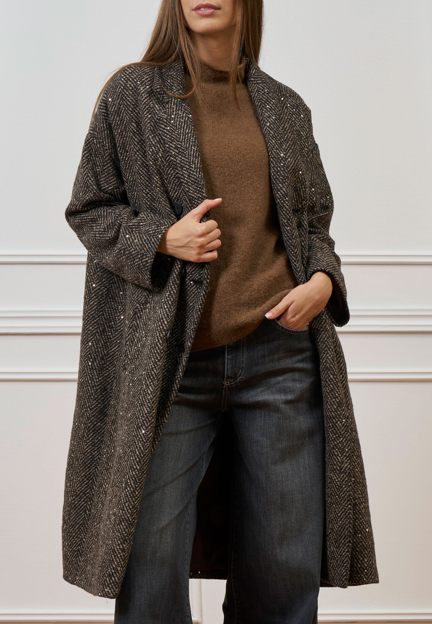 Cappotto spinato con paillettes