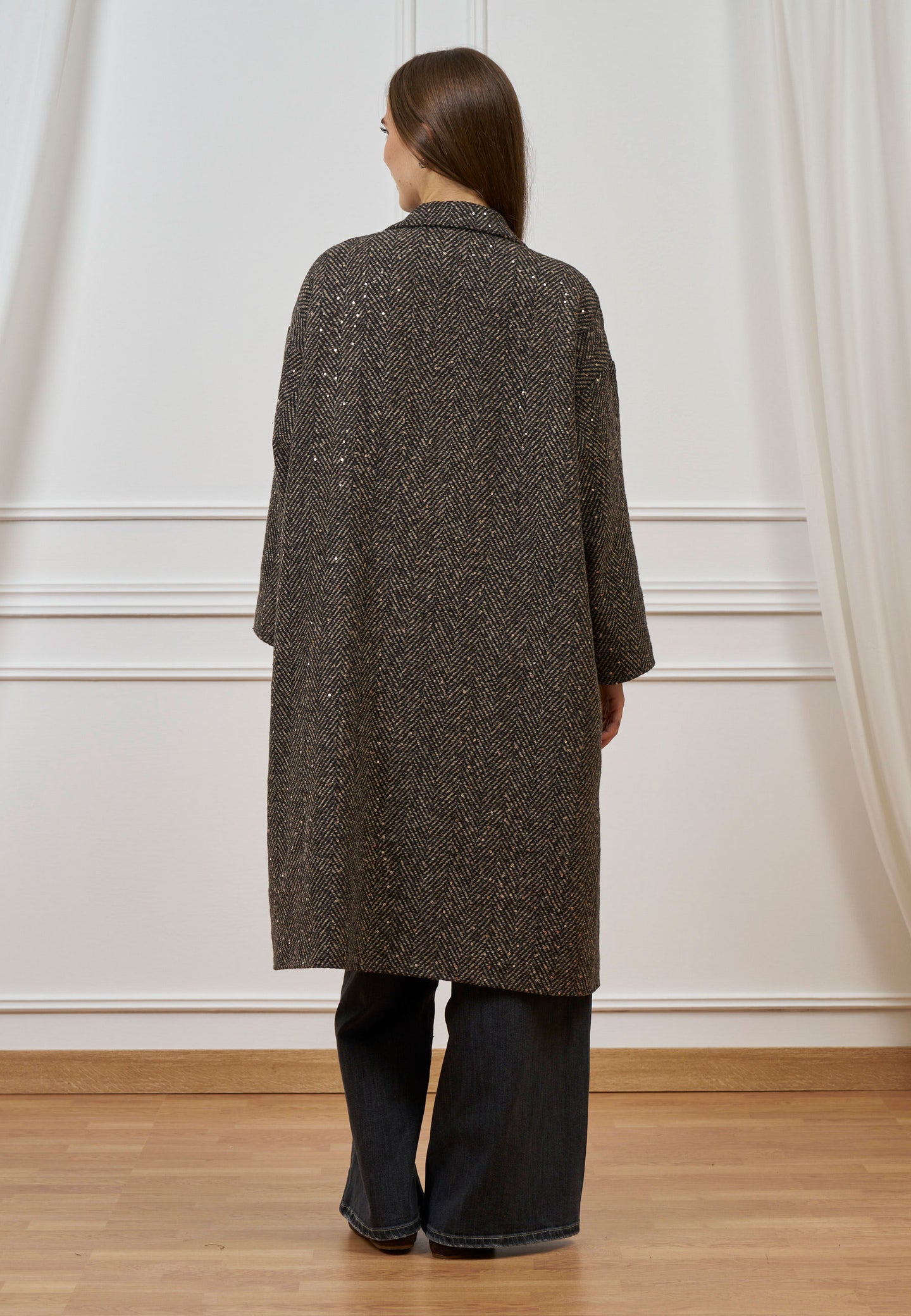 Cappotto spinato con paillettes