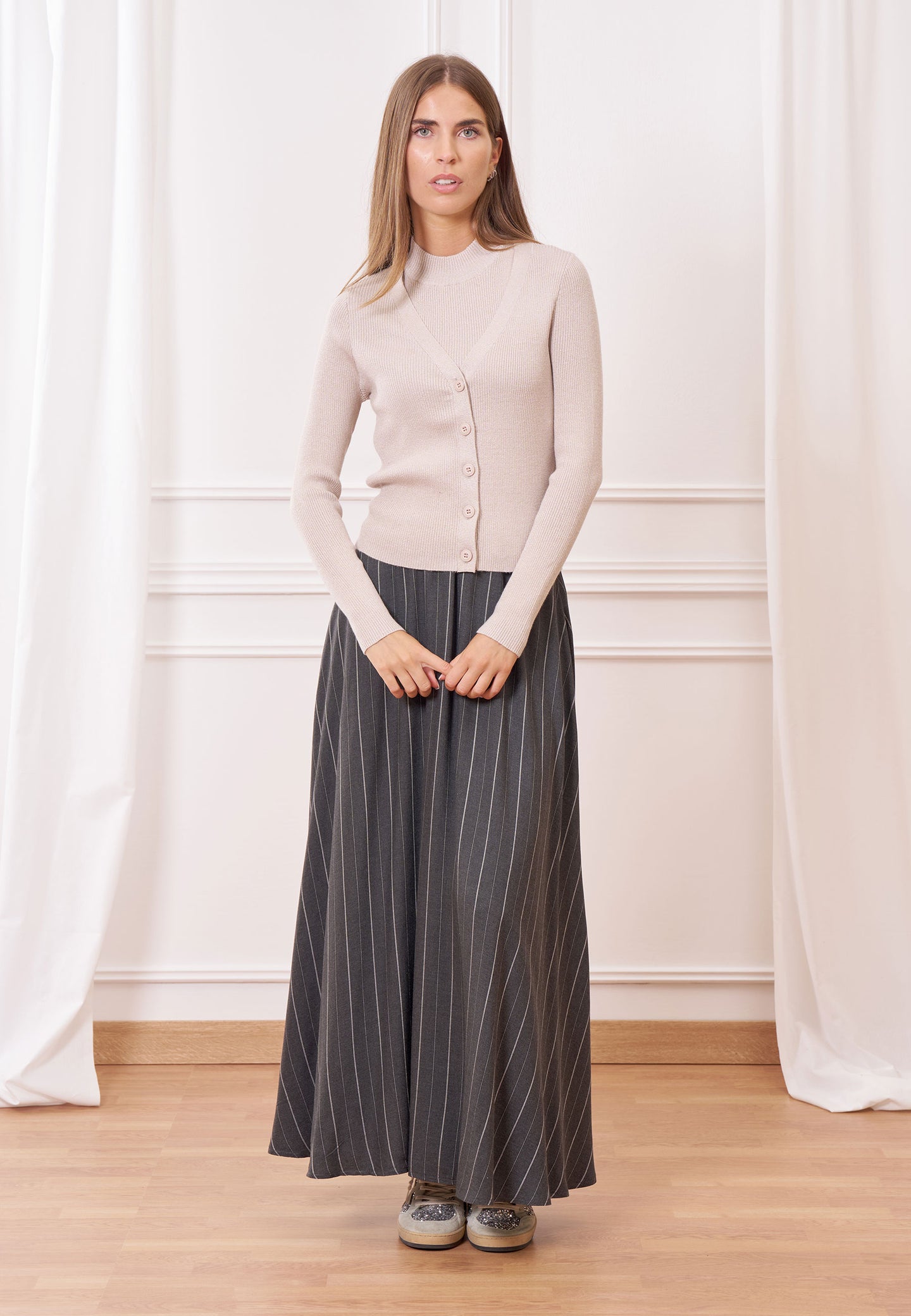 Cardigan costine lurex