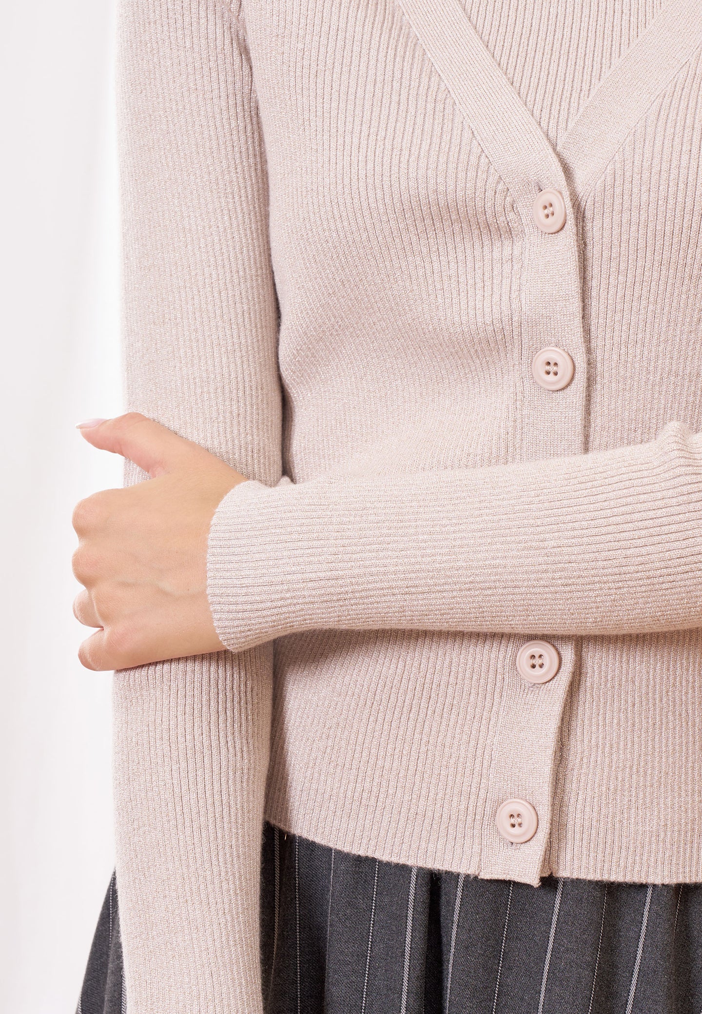 Cardigan costine lurex