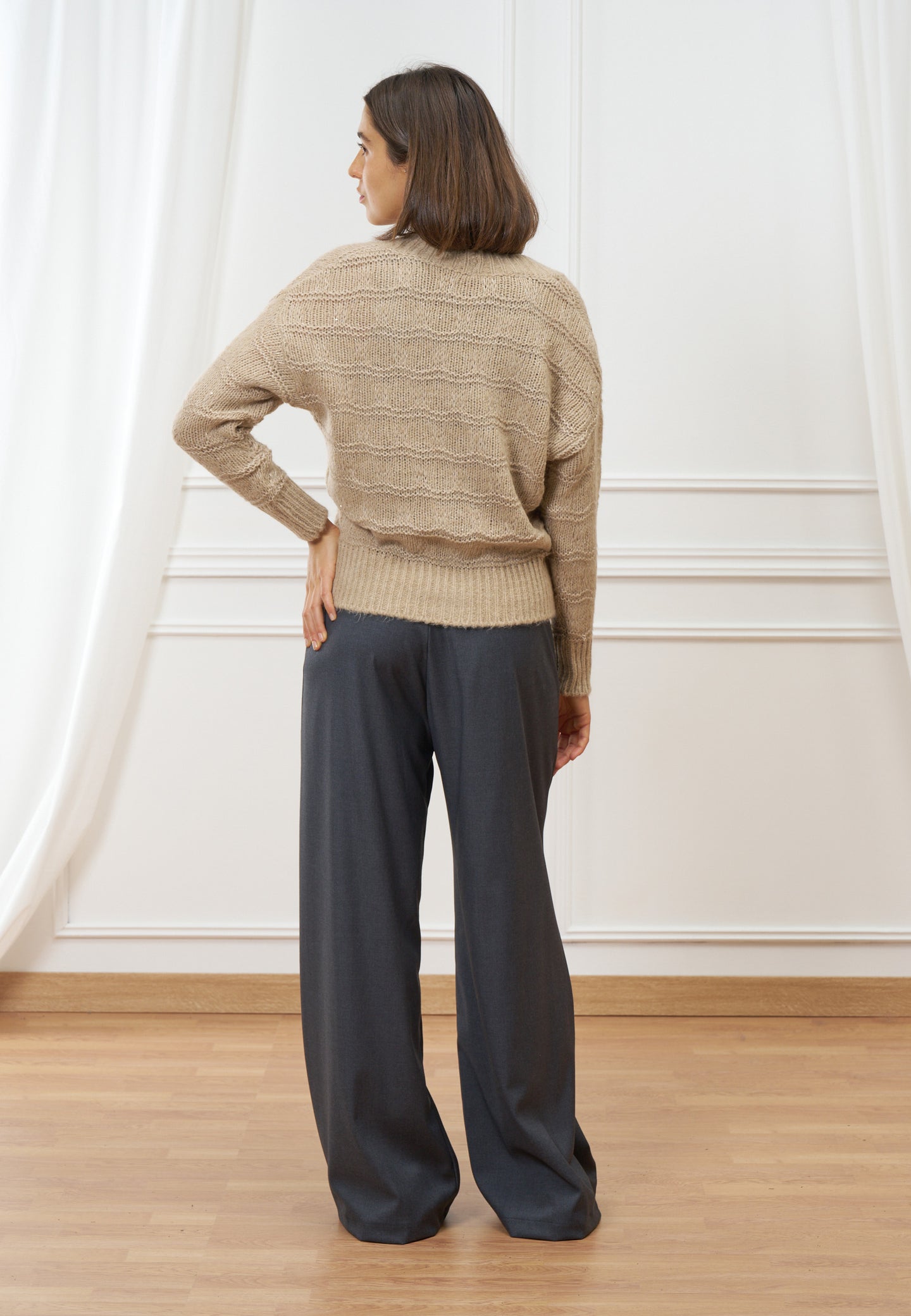 Cardigan lavorato con paillettes