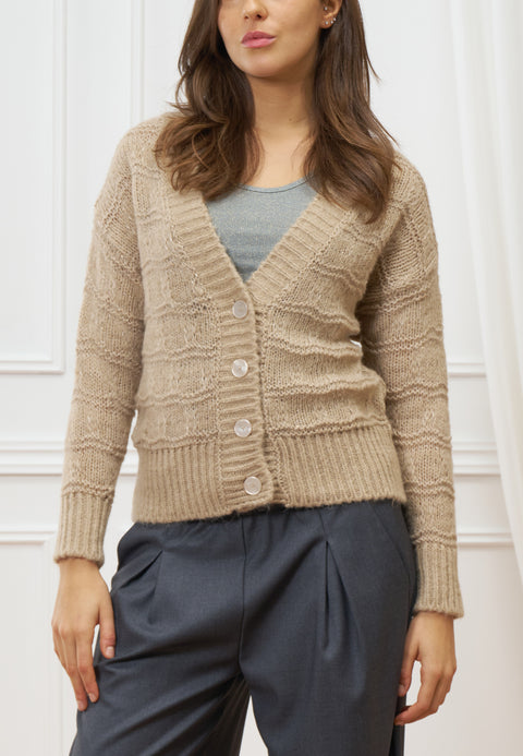 Cardigan lavorato con paillettes