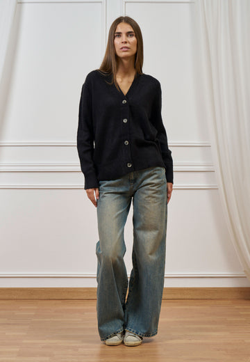 Cardigan scollo a v con bottoni